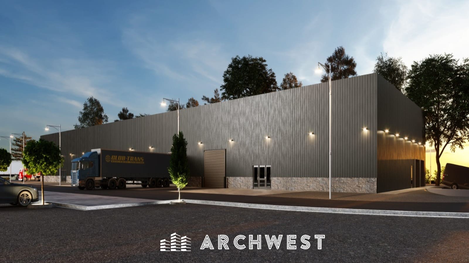 24. 3D Render of a Logistics Warehouse, Kansas, USA